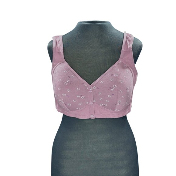 Unbranded Womens Purple Floral Front Closure Bra Size 40C - Picture 1 of 8